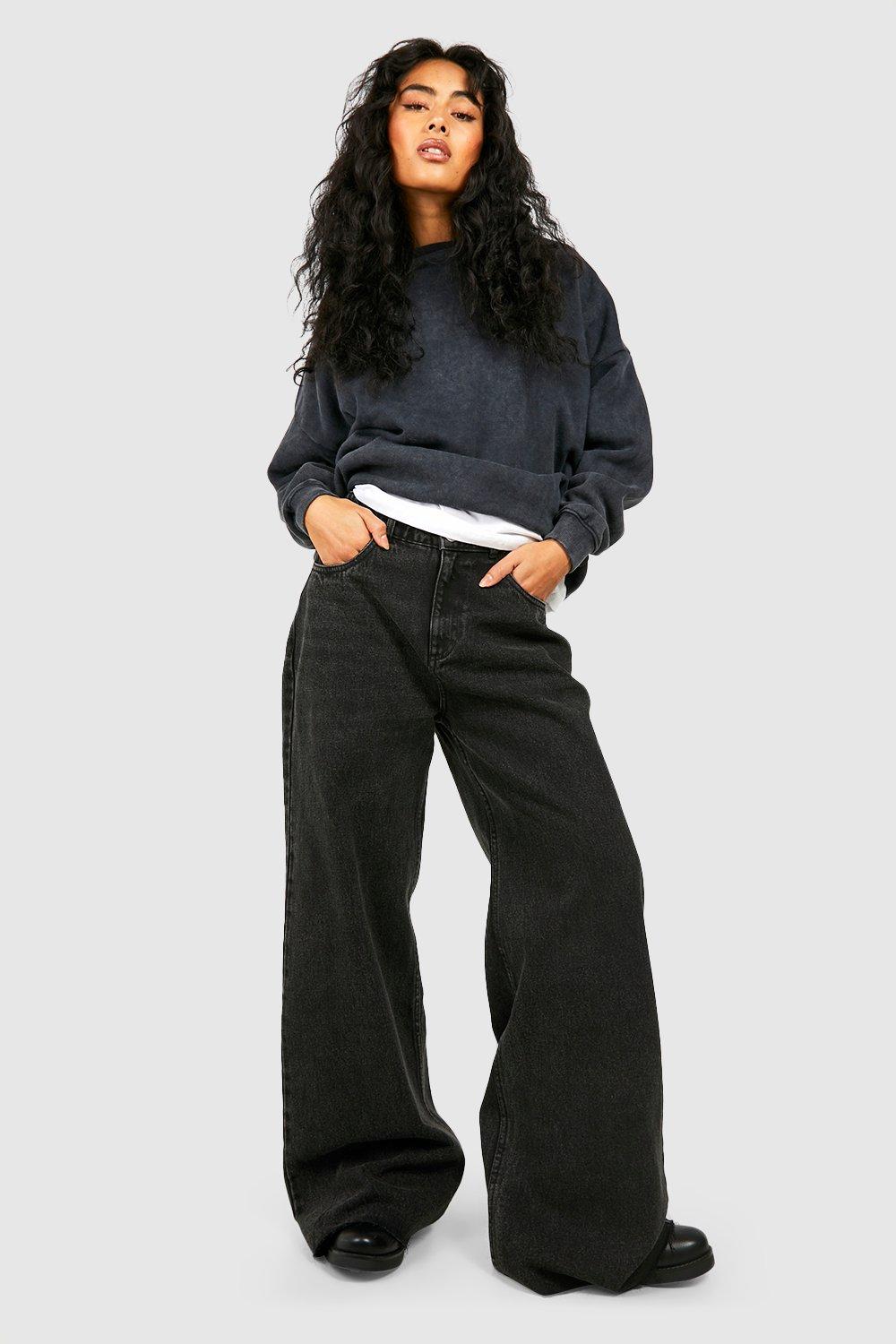 Wide leg raw hem 2024 jeans